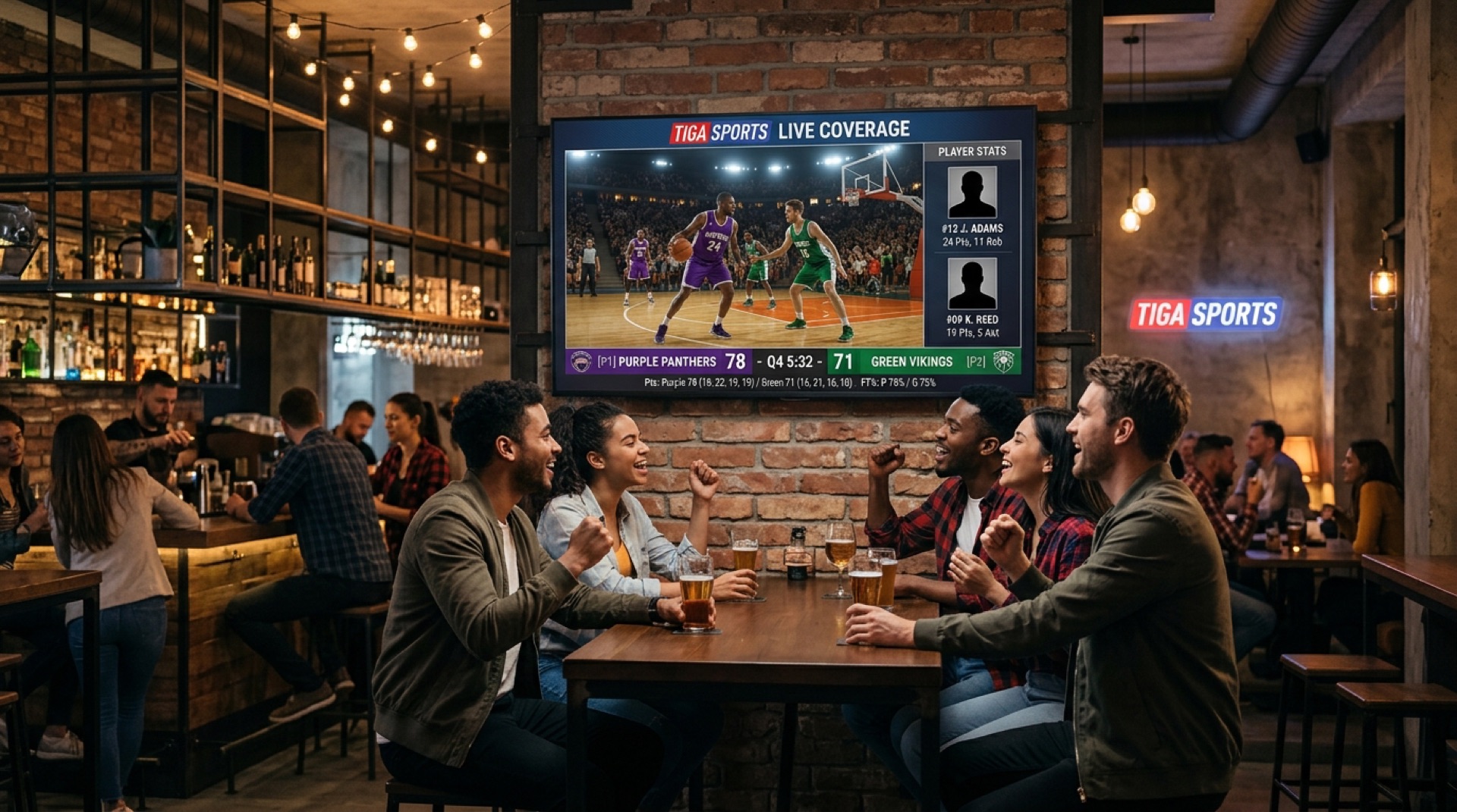 Basketball en café-bar moderno